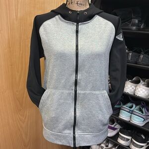 EUC Vintage Adidas black and grey full zip hoodie. Youth Boys size Small.